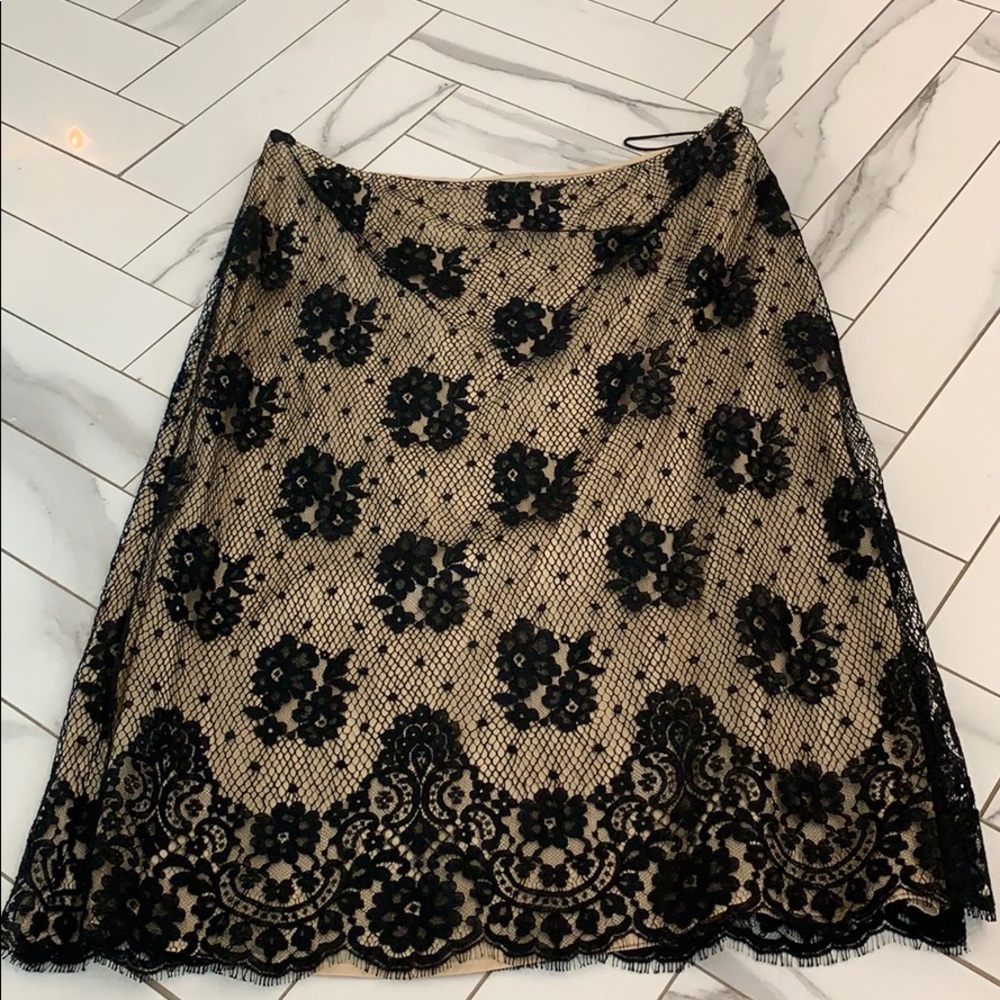 Moschino black lace skirt with nude underlay